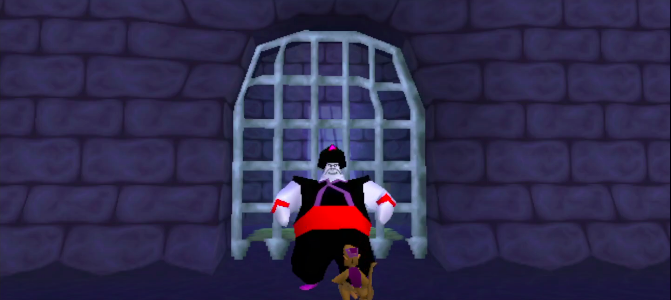 Abu talking to guard in Dungeon